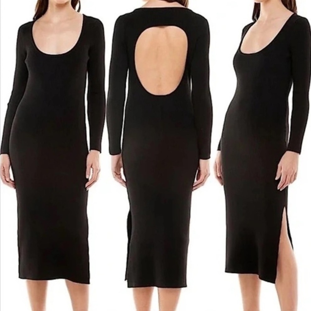 🌼WAYF🌼 Black Long Sleeve Cut-Out Dress - Picture 1 of 13